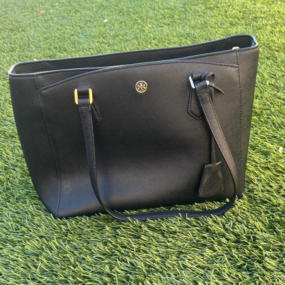 Tory Burch Black Tote with Gold Accents